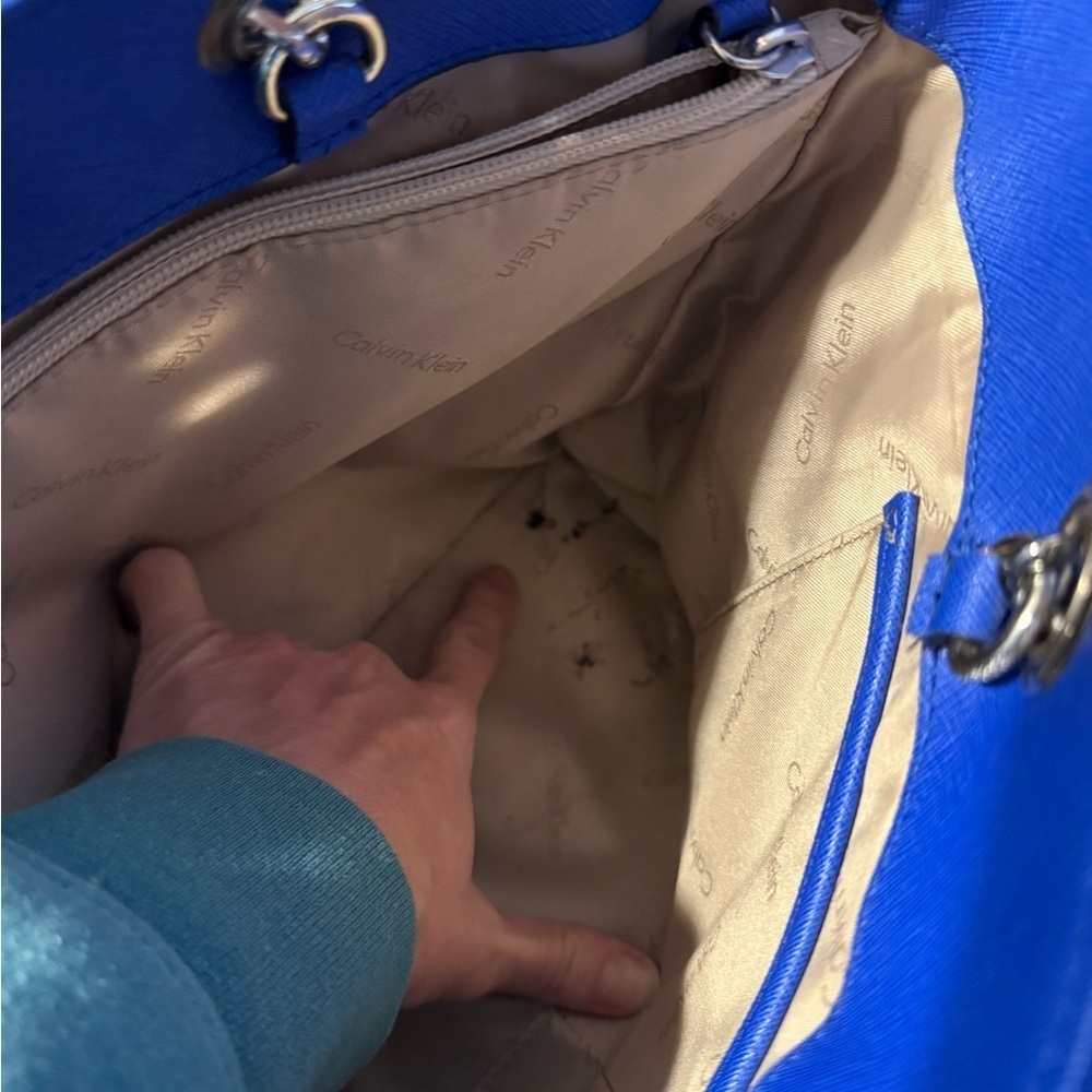 Calvin Klein Hayden Saffiano Leather Tote Royal Blue - Picture 6 of 8